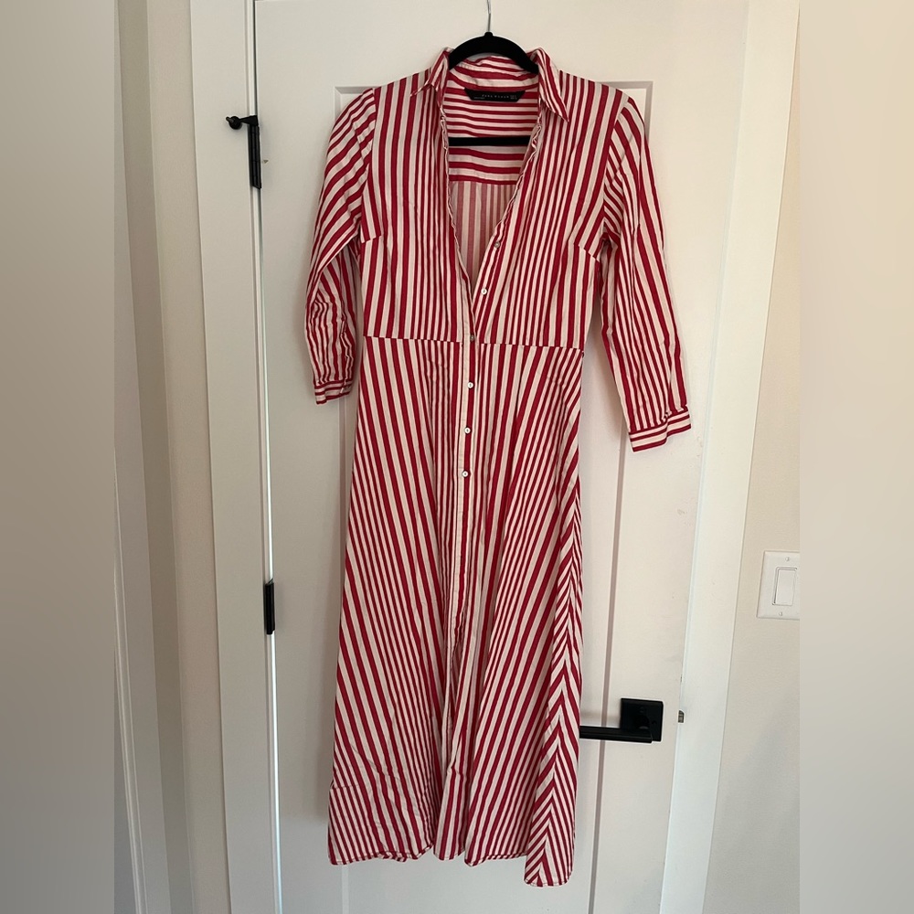 Zara red striped maxi dress. Size small.